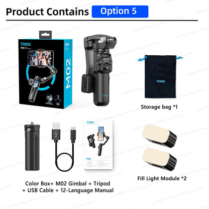 Soporte para teléfono con cardán de 3 ejes, antivibración, para grabar videos y selfies, con estabilizador para teléfonos inteligentes Xiaomi, iPhone y otros dispositivos.