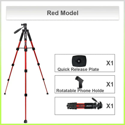 Trípode profesional UEGOGO de altura ajustable con cabezal panorámico de 360° soporta cámaras SLR y teléfonos.